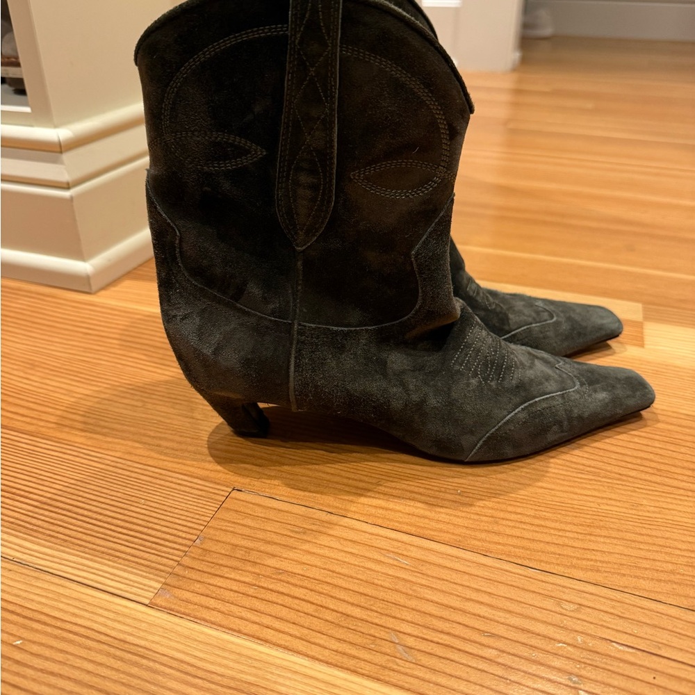 Khaite Dallas Western Boots Dark Olive - Picture 4 of 9